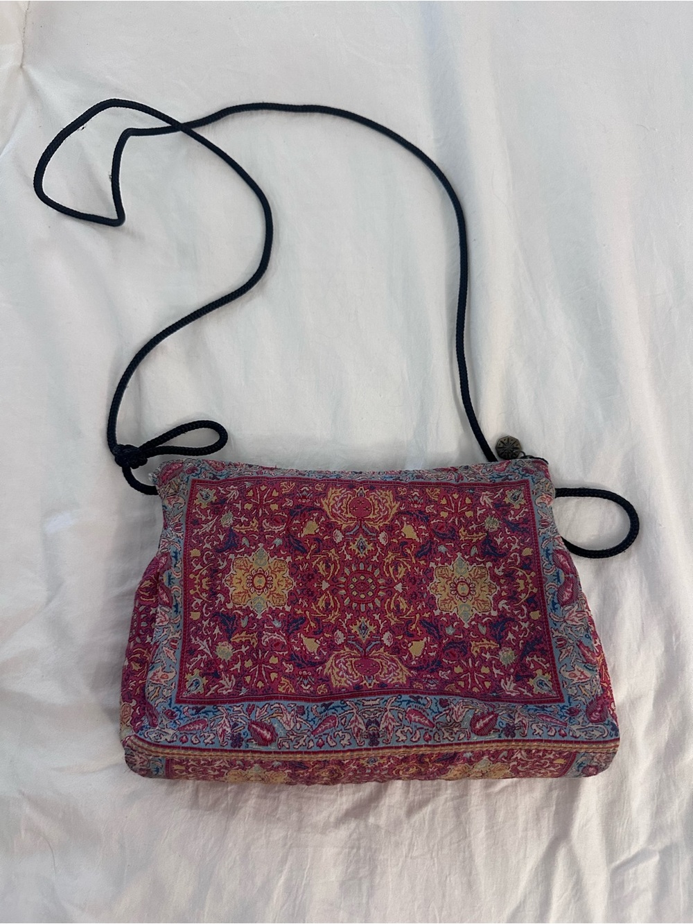 Boho Floral Crossbody Bag in Deep Pink